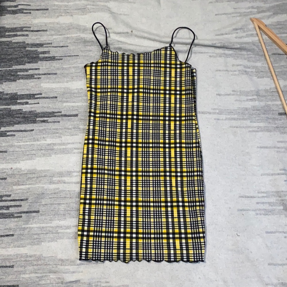 Yellow and black plaid dress